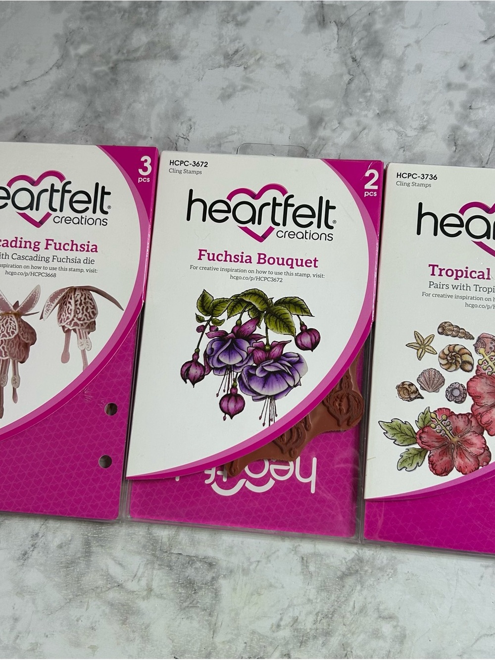 Heartfelt Creations Fuchsia Bouquet Cling Stamps (3pcs)